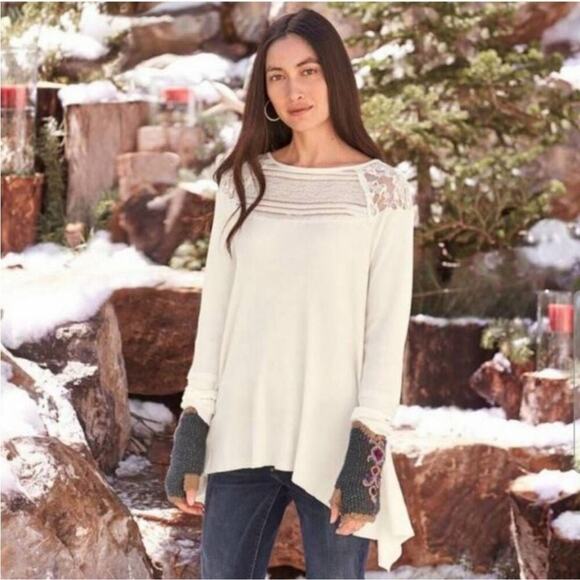 Sundance Invoke Serenity Thermal Lace Detail Top S Cream - Picture 1 of 6